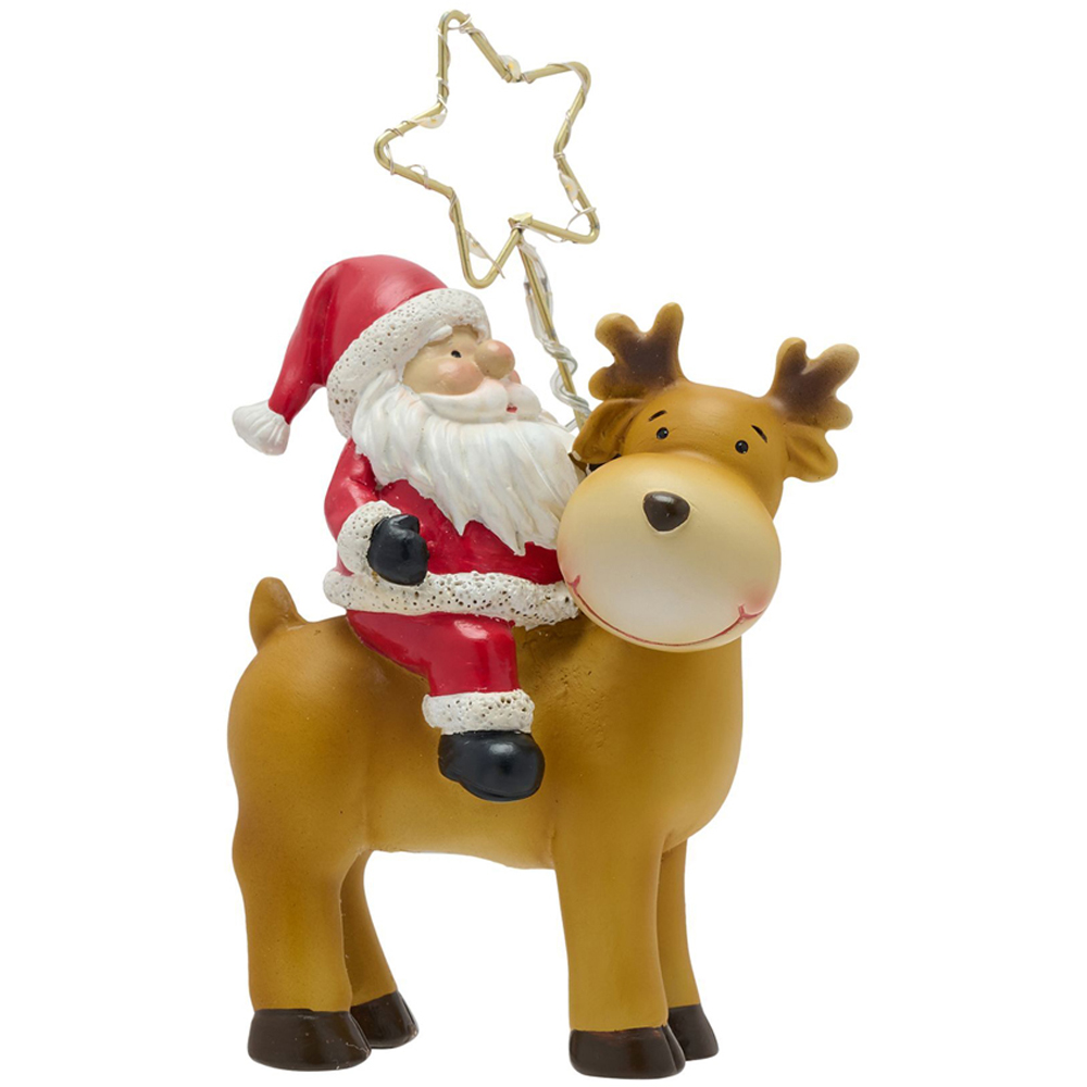 The Christmas Gift Co Santa On a Reindeer with LED Star Image 2