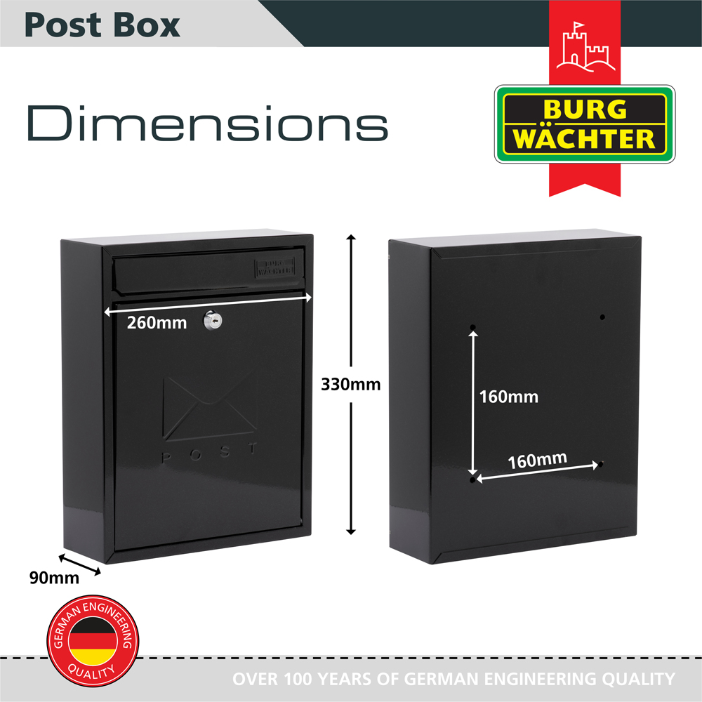 Burg-Wachter Black Compact Post Box Image 6