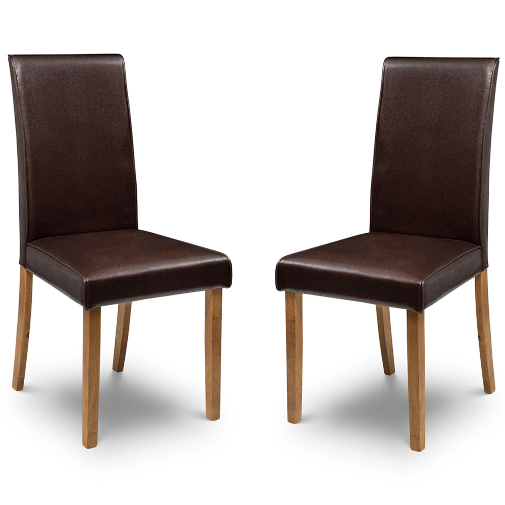 Julian Bowen Hudson Set of 2 Brown Dining Chair Image 2