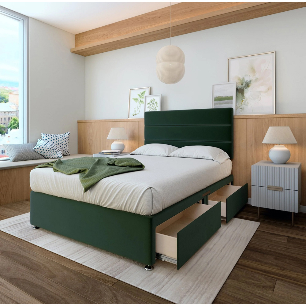 Bedmaster Double Emerald Green Plush Velvet Divan Base Image 2