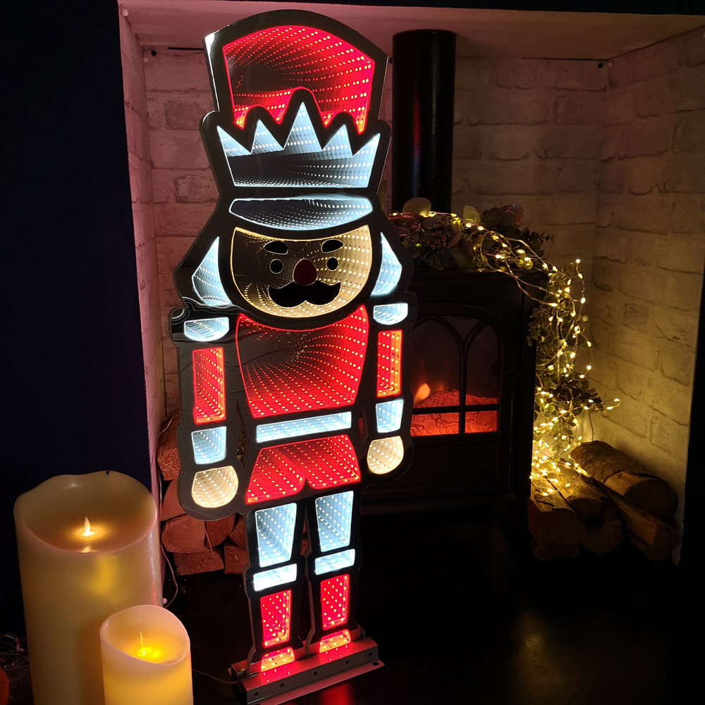 Samuel Alexander Red and White LED Infinity Standing Nutcracker Christmas Decoration 74cm Image 4