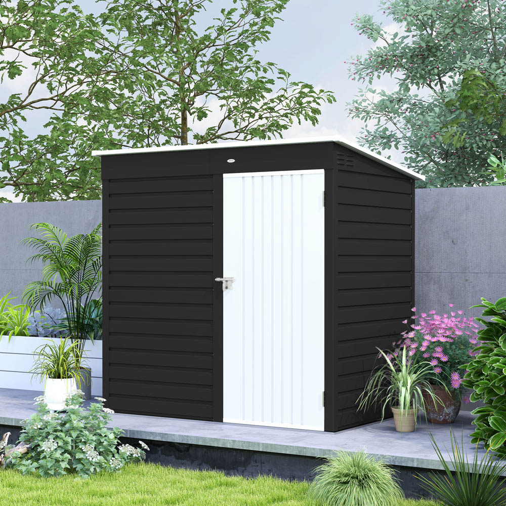 Outsunny 6.2 x 4ft Dark Grey Metal Garden Shed with Lockable Door and Gloves Image 4