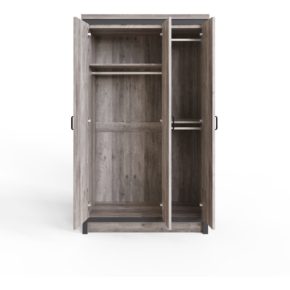 GFW Boston 3 Door Grey Wardrobe Image 4