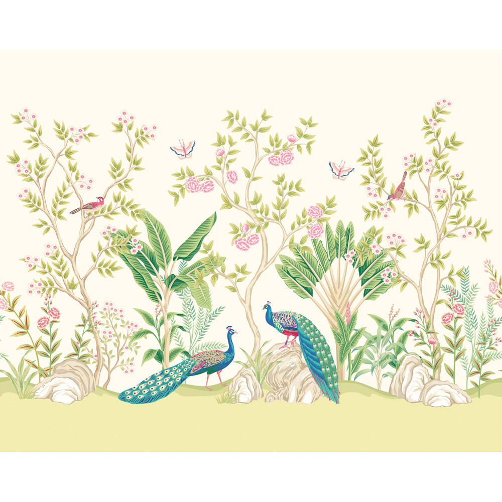 Origin Murals Peacock Garden Apple and Rose Wall Mural Medium Image 2