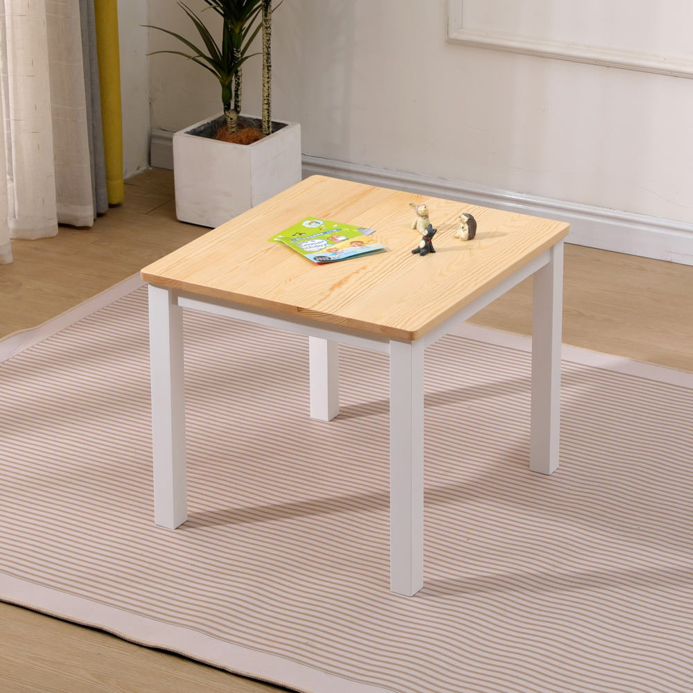 FurnitureHMD Kids 2 Seater White Pine Wood Table and Chair Set Image 8