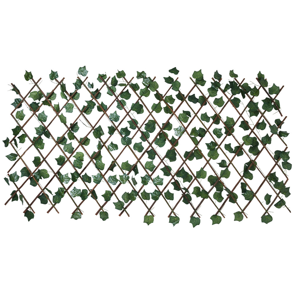 Living and Home 6.4 x 3.2ft Retractable Hedge Panel with Artificial Grape Leaf Image 2