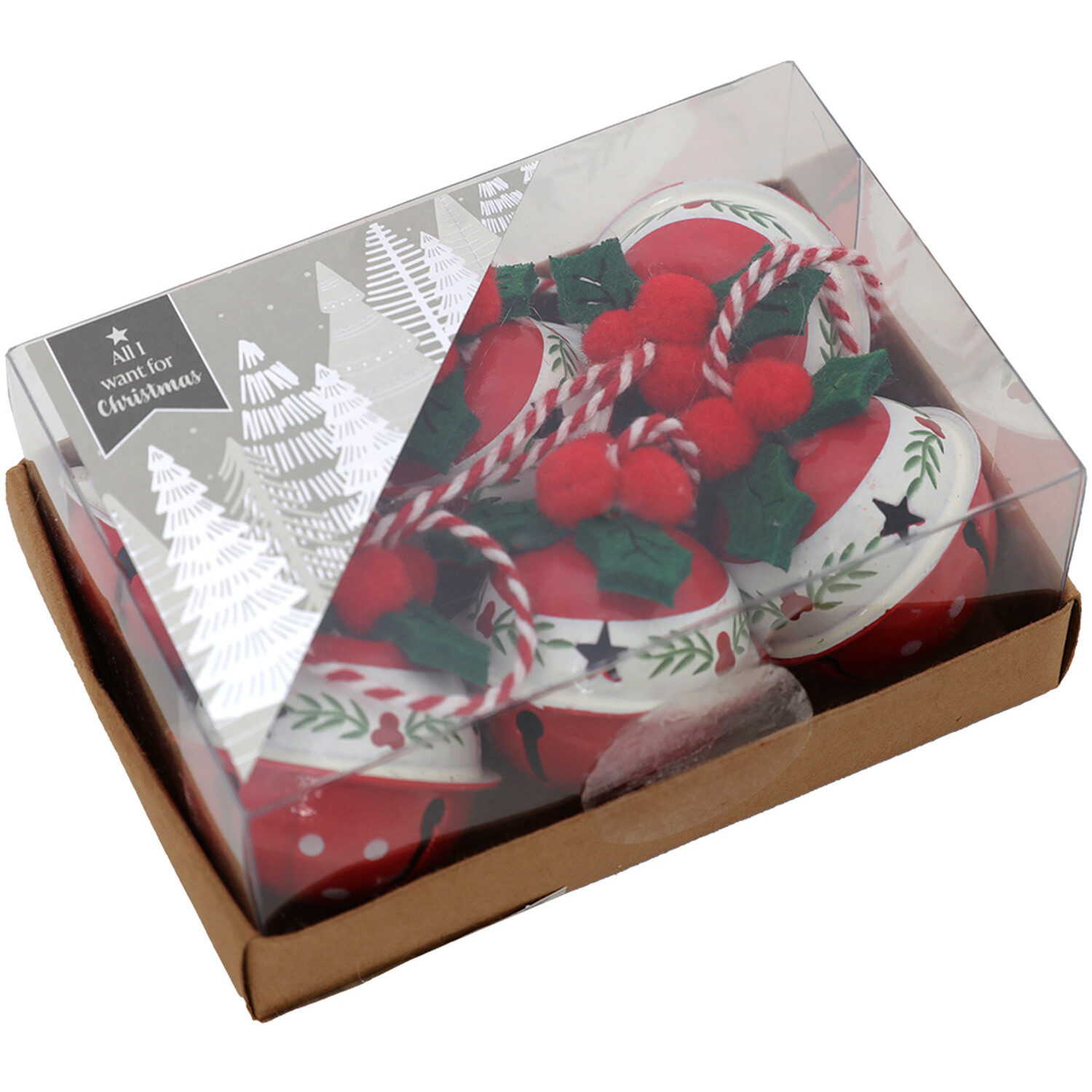 Set of 6 Holly Bells Red Image 3