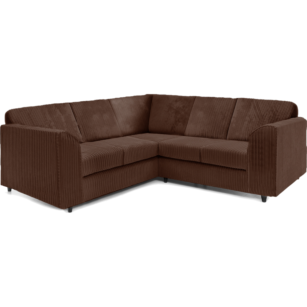 Luxor 5 Seater Chocolate Jumbo Cord Full Back L Shaped Corner Sofa Set Image 2