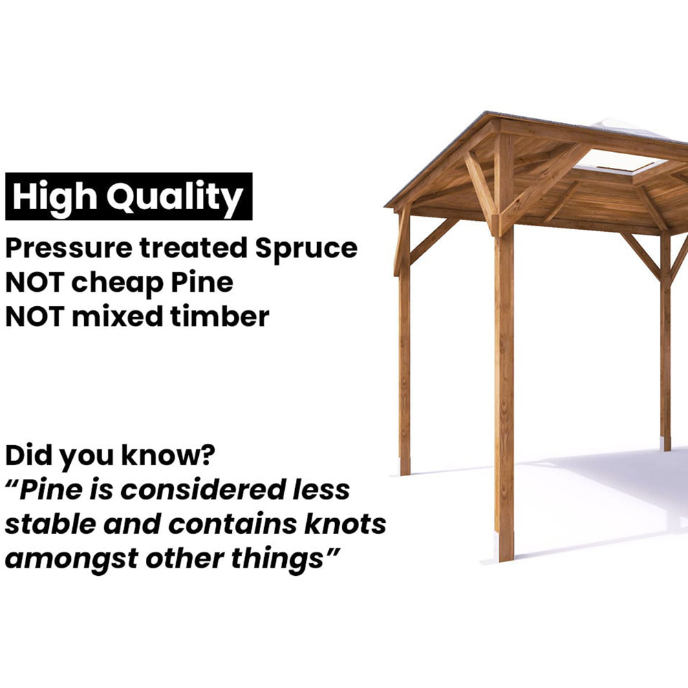 Dunster House Erin 2.5 x 2.5m Brown Solid Wall Superfelt Louvre Garden Gazebo Image 7