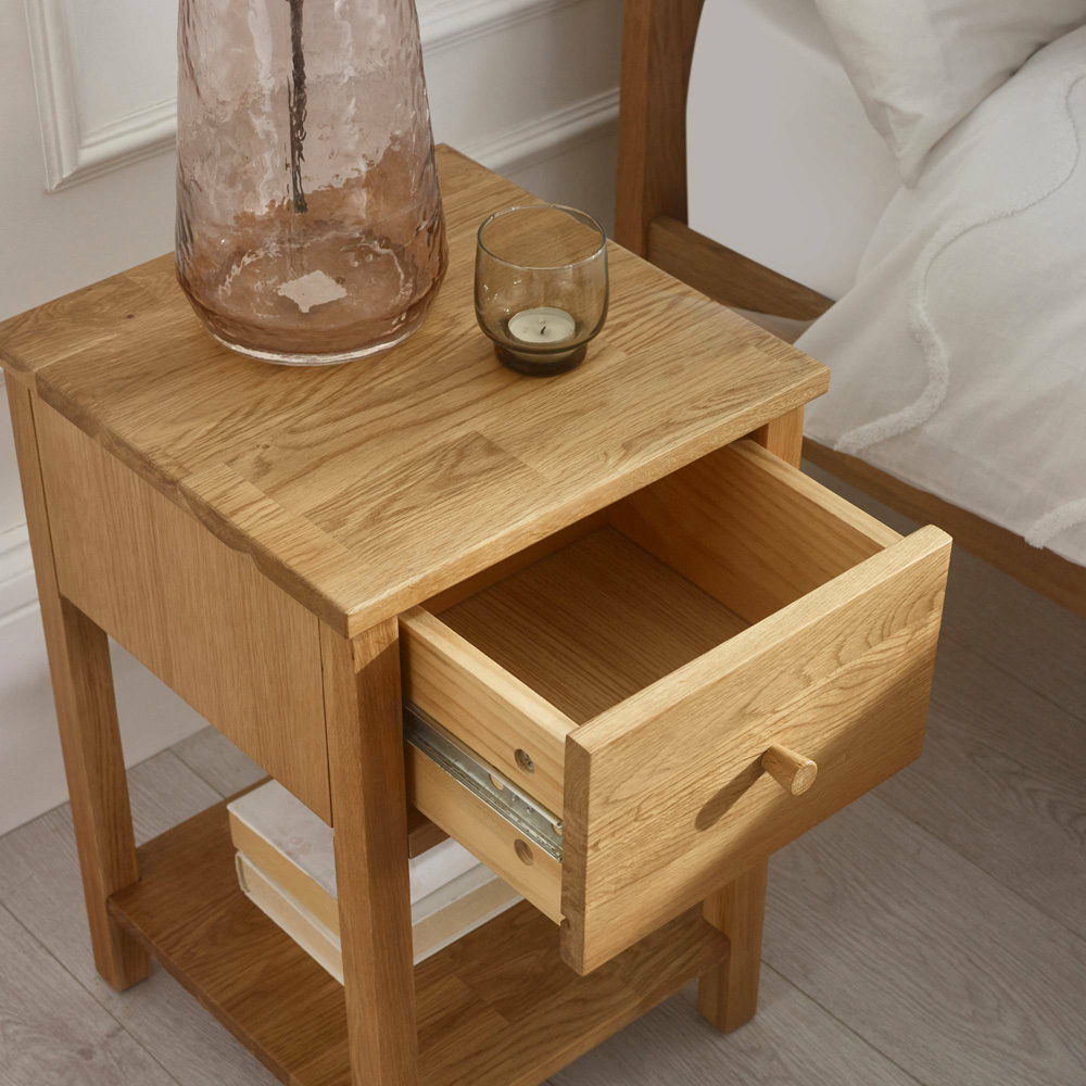 Julian Bowen Coxmoor Single Shelf Single Drawer Oak Bedside Table Image 7