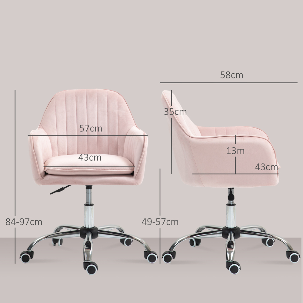 Portland Pink Swivel Office Chair with Adjustable Height Image 9
