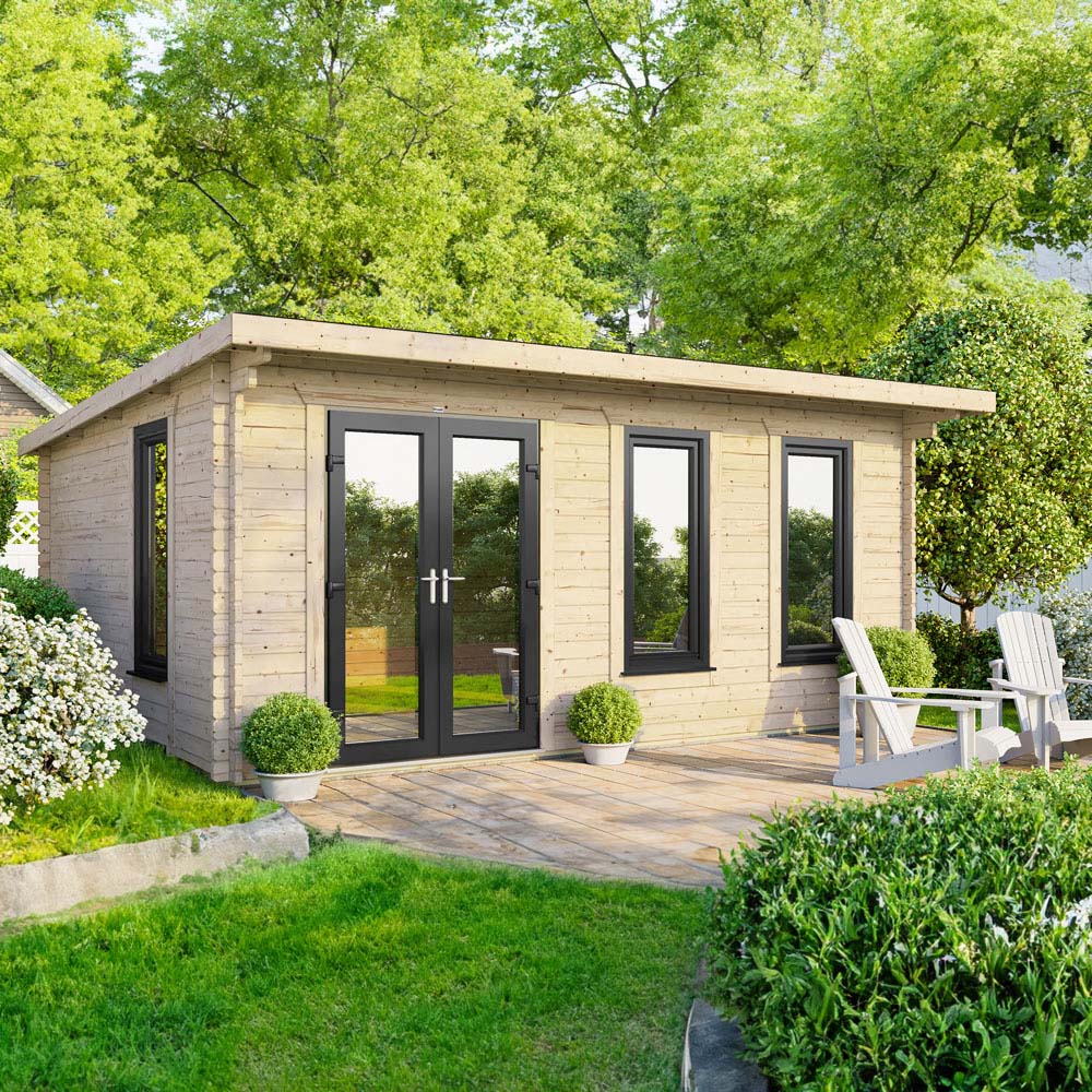 Power Sheds 18 x 12ft Left Double Door Pent Log Cabin Image 2