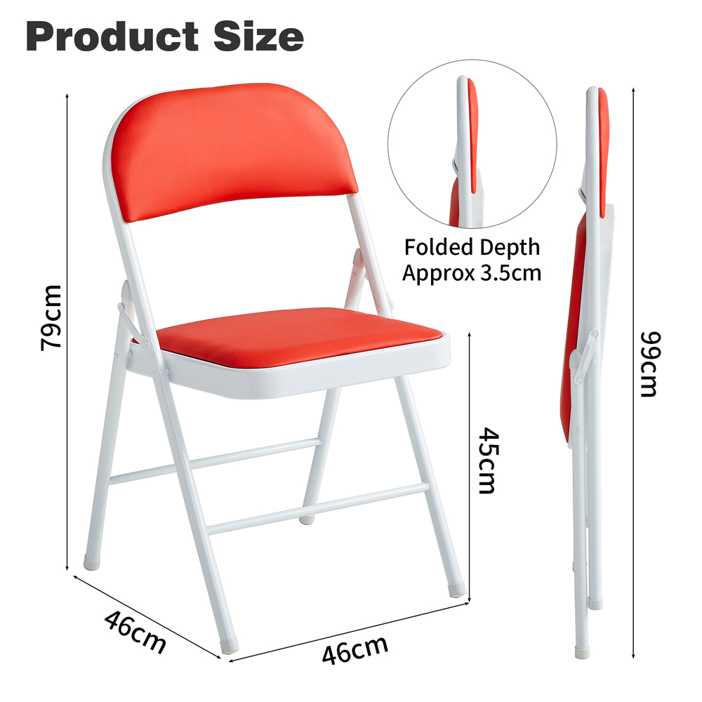 Red Padded Folding Metal Dining Chairs Image 8