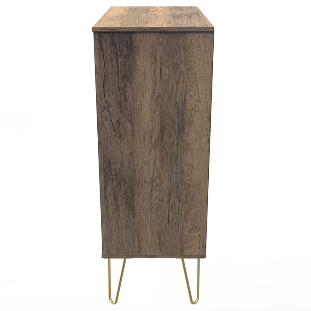 Crowndale 5 Drawer White Matt and Vintage Oak Wide Chest of Drawers Ready Assembled Image 4