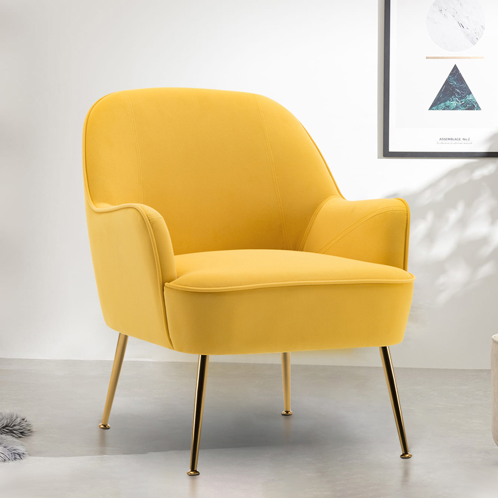 Living and Home Yellow and Gold Armchair Image 6