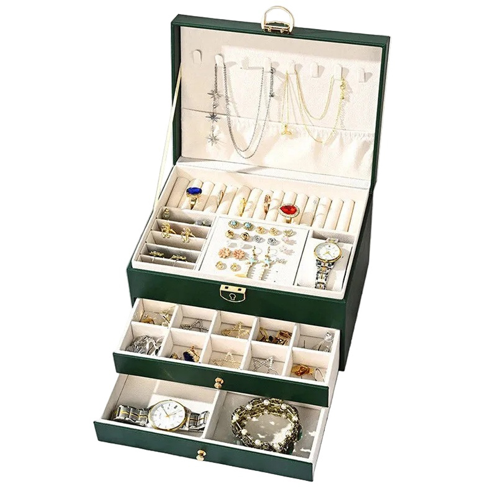 Modcraft Large 3 Layer Green Jewellery Box Organizer Image 3
