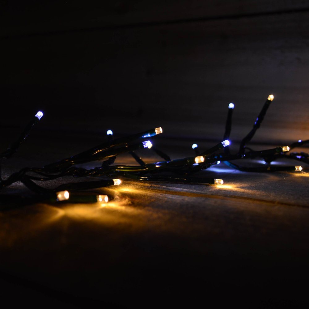 Premier SupaBrights 2000 Cool and Warm White LED Green Cable Cluster Light 25m Image 5