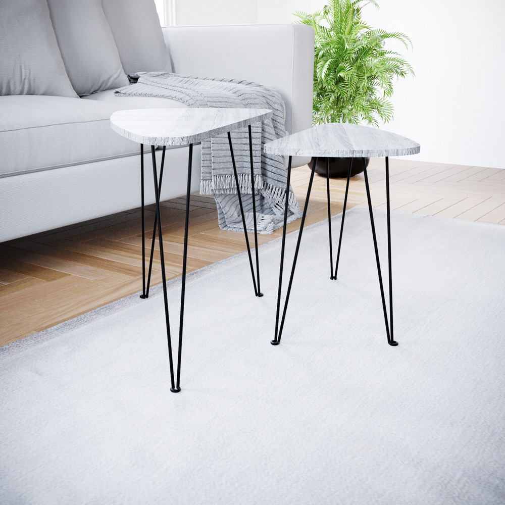 Vida Designs Brooklyn Grey Oval Industrial Nest of Tables Set of 2 Image 3