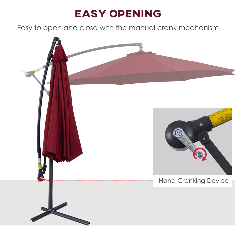 Outsunny Wine Red Cantilever Banana Parasol 3m Image 4
