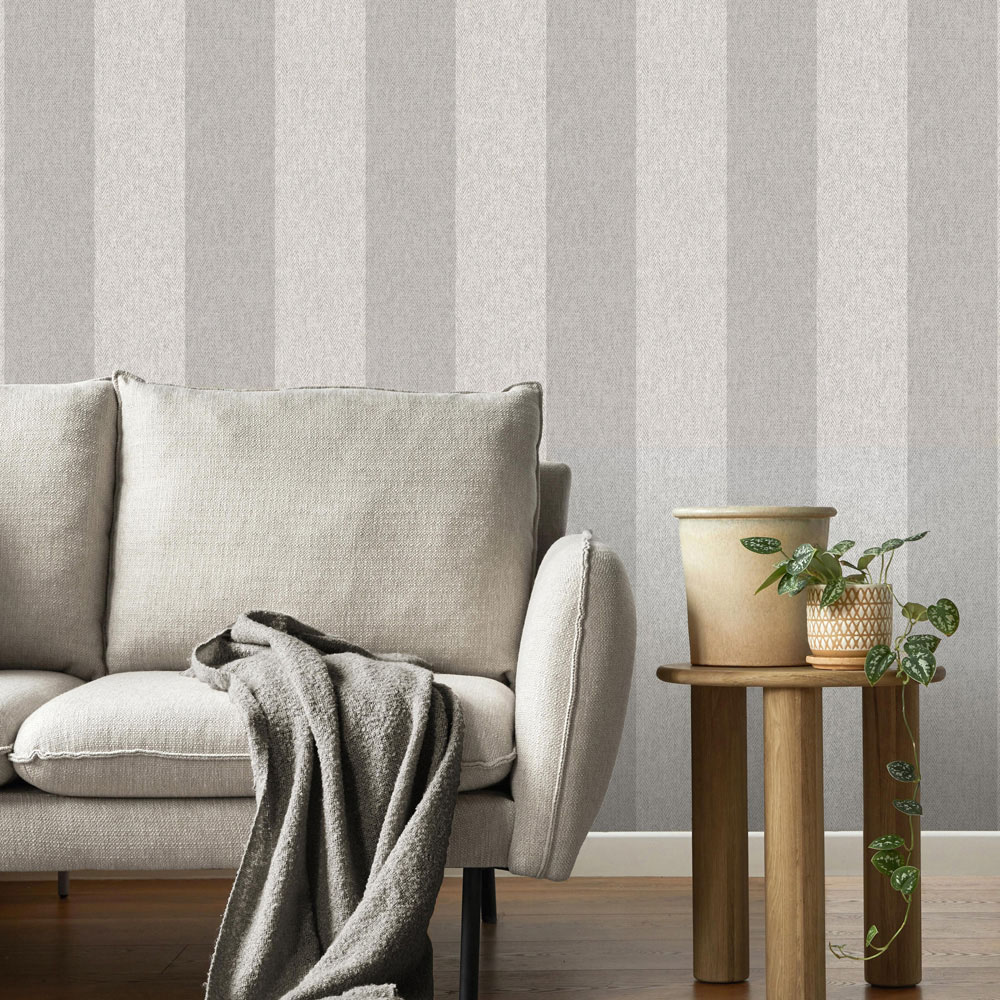 Crown Harris Stripe Soft Grey Wallpaper Image 7