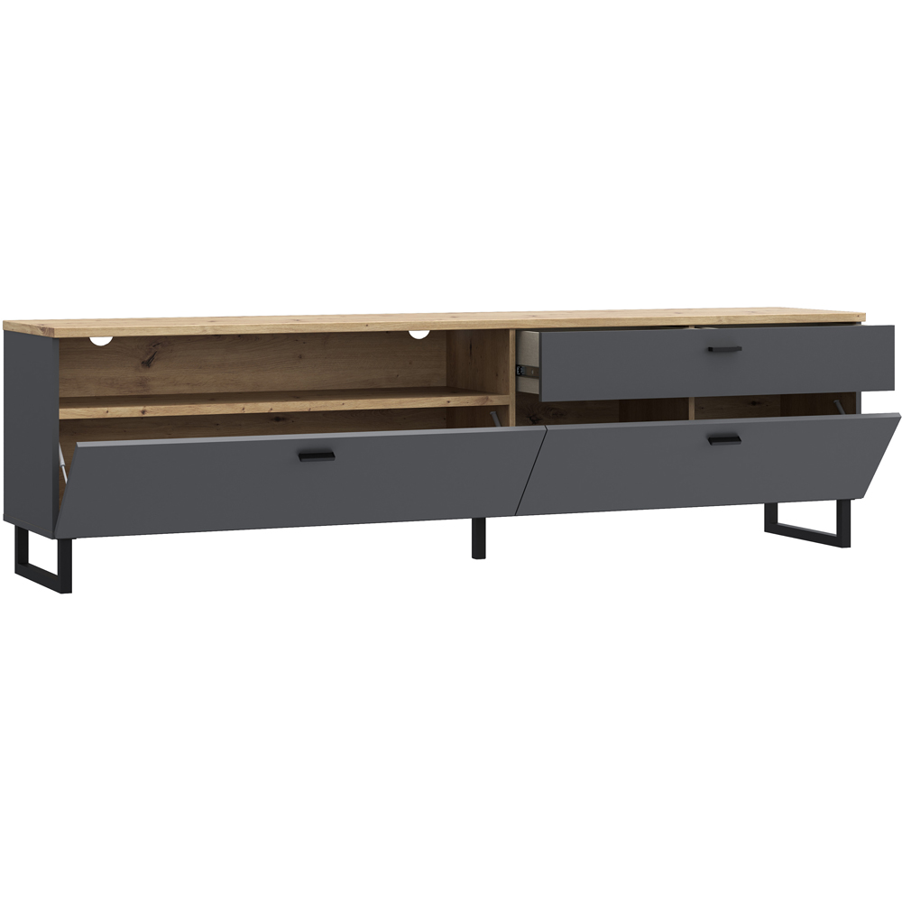 Florence Klara 2 Door Single Drawer Single Shelf Grey and Oak TV Unit Image 4