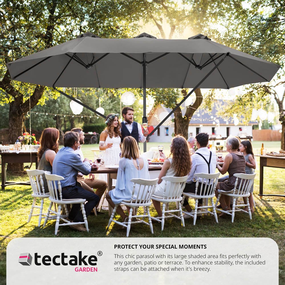 tectake Silia Grey Extra Wide Parasol 4.6 x 2.7m Image 3