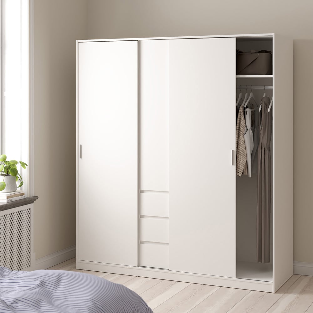 Furniture To Go Naia 3 Door 3 Drawer White Wardrobe Image 5