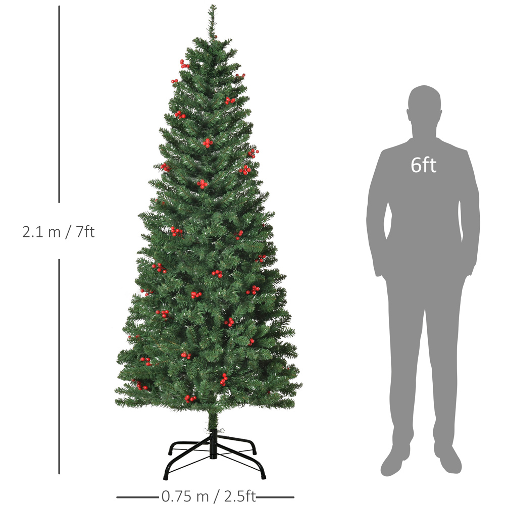 Everglow Pre-Lit Green Artificial Pencil Christmas Tree 7ft Image 9