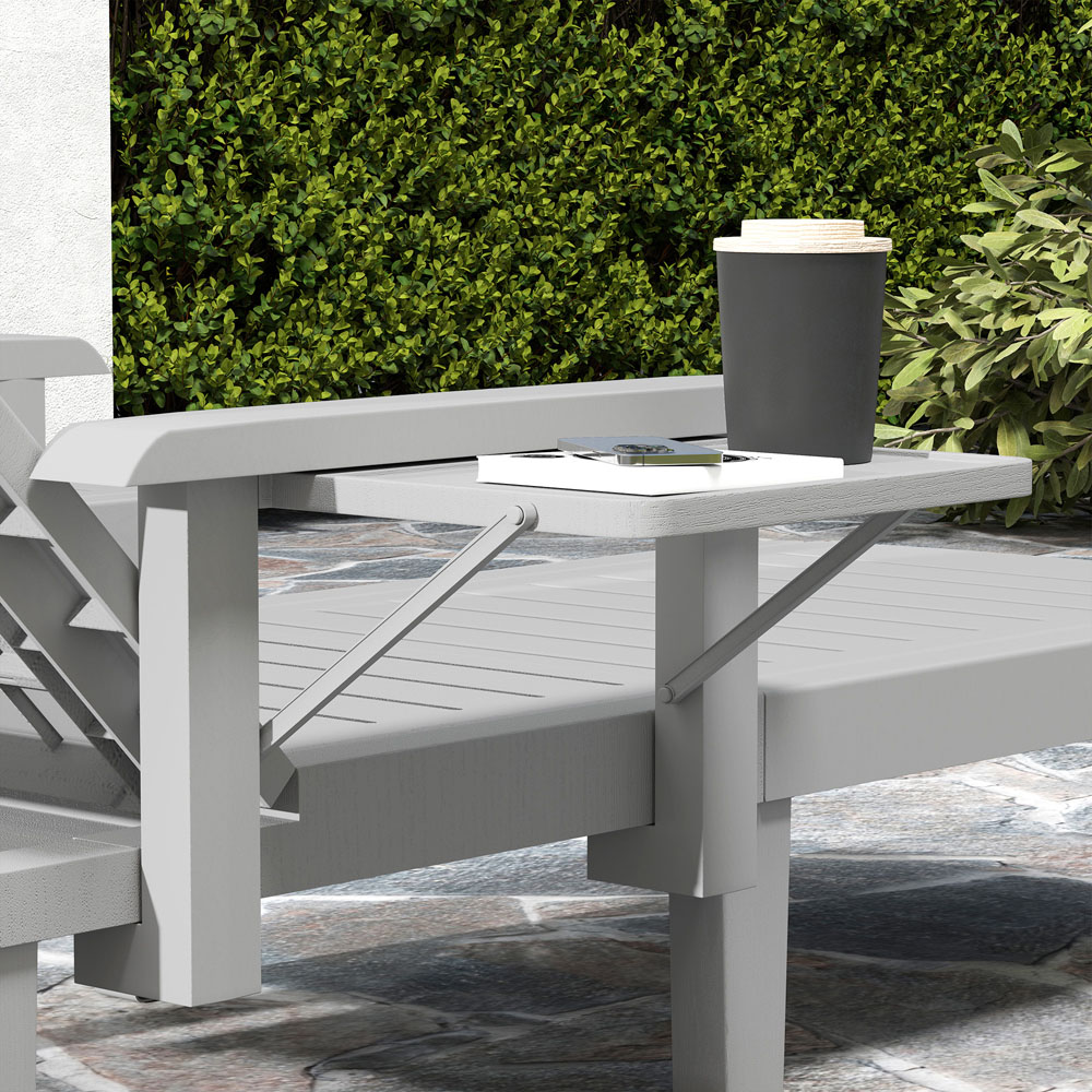 Outsunny Set of 2 Light Grey Resin Sun Lounger with Side Table Image 3