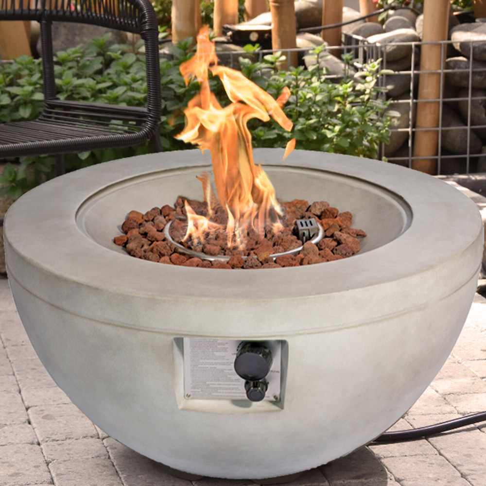 MDA Designs Tabiti Light Stone Propane Outdoor Firepit Image 2