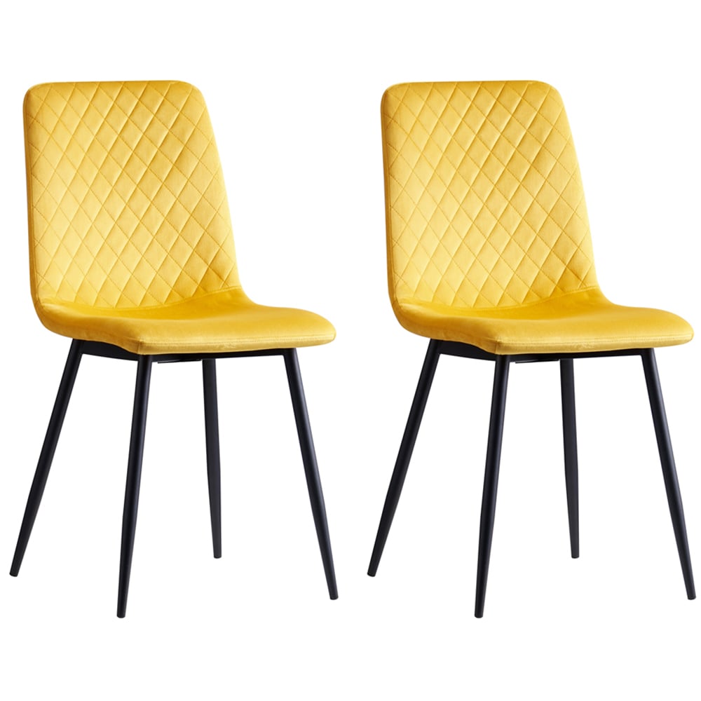 Lexi Set of 4 Yellow Velvet Fabric Dining Chairs Image 4