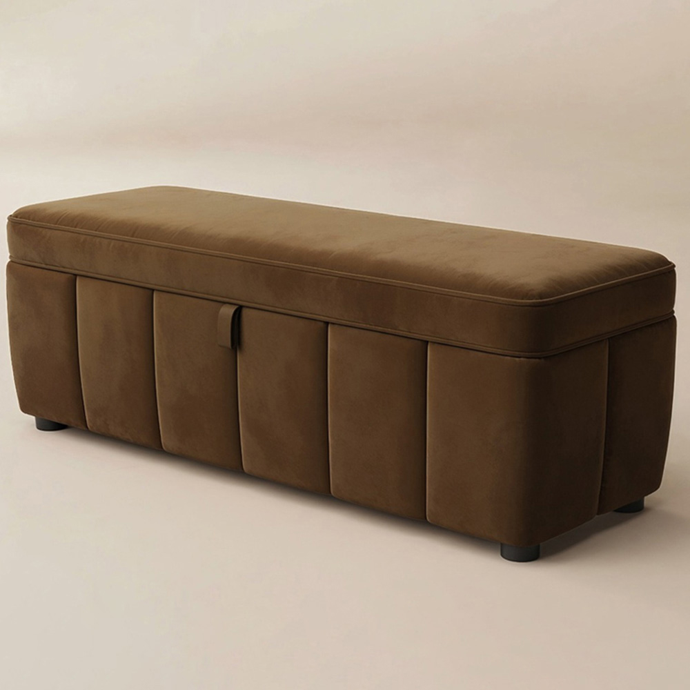 SOLACE+CO Emilie Brown Velvet Blanket Box Image 3