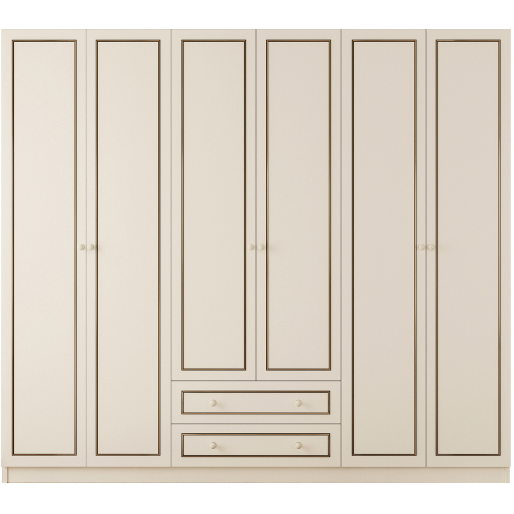Evu CLEMENT 6 Door 2 Drawer White Wardrobe Image 2