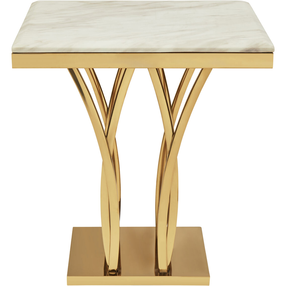 Premier Housewares White Marble and Gold Side Table Image 4