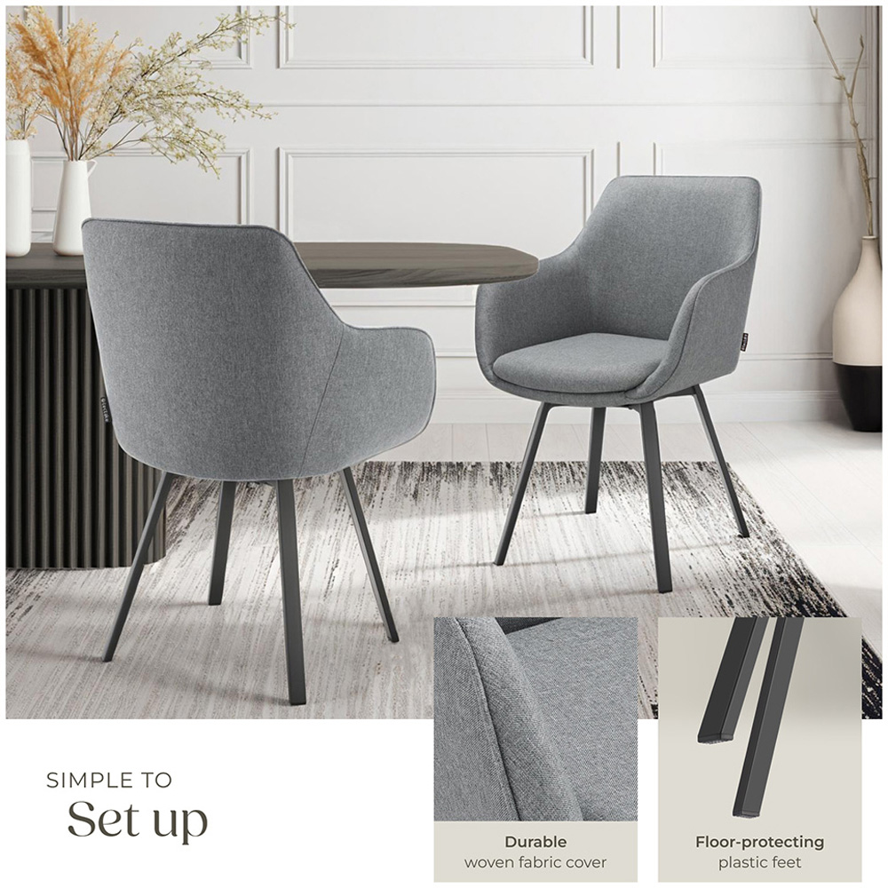 tectake Alicon Set of 2 Anthracite Dining Chair Image 8