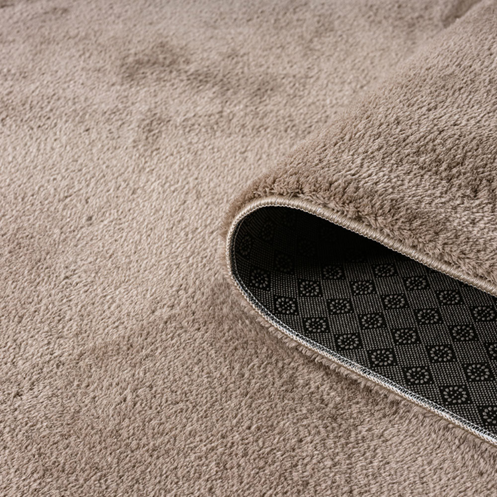 Desire Rugs Comfy Dark Beige Anti Slip Felt Backing Round Rug 100cm Image 3