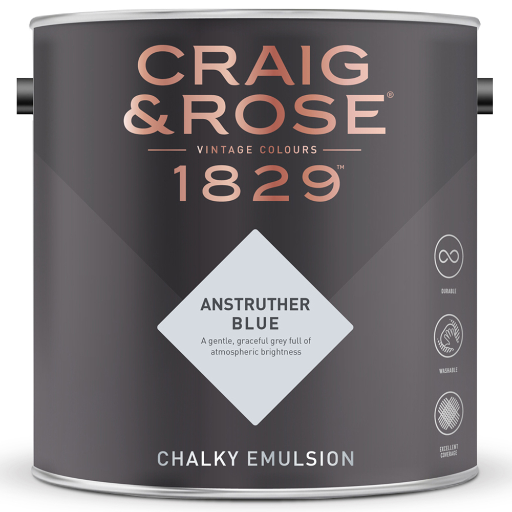 Craig & Rose Walls and Ceilings Anstruther Blue Chalky Emulsion Paint 5L Image 2