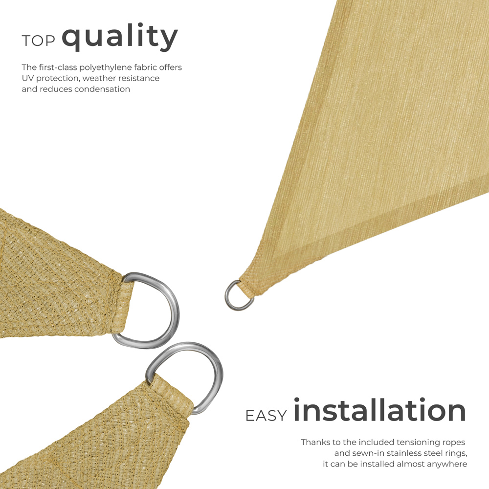 tectake Beige UV 50+ Triangular Shade Sail 300cm Image 3