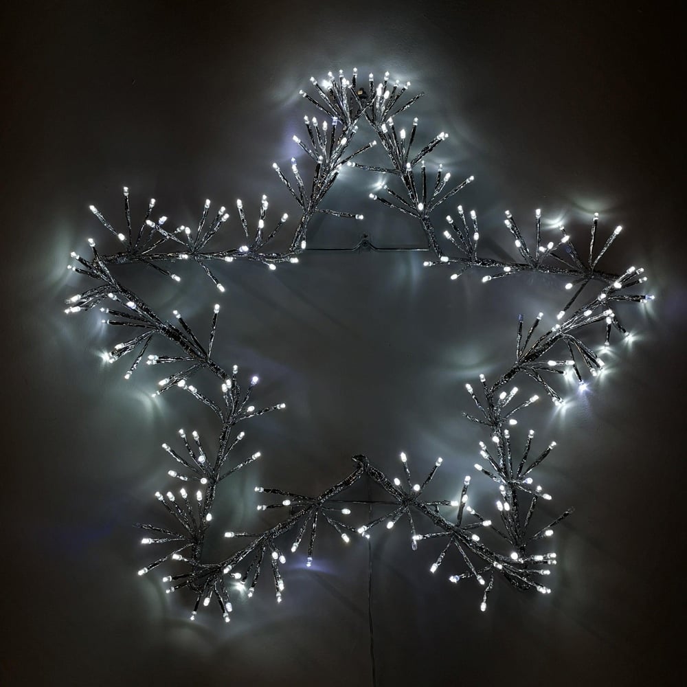 Premier Cool White Twinkling LED Silver Star Silhouette Christmas Decoration 60cm Image 8