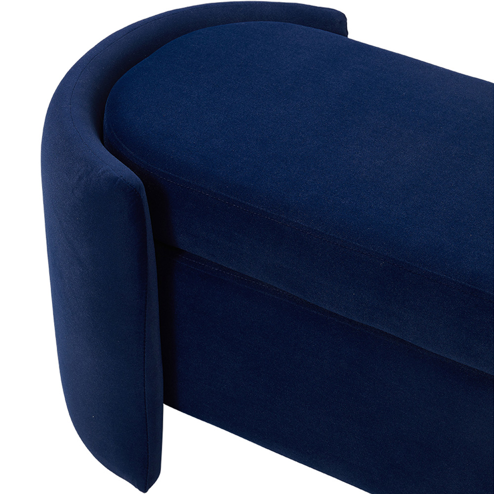 Living and Home 2 Seater Blue Velvet Ottoman Bench Image 3