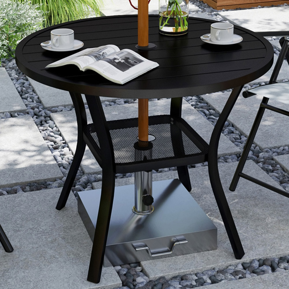 Outsunny Round Garden Dining Table with Parasol Hole Image 1