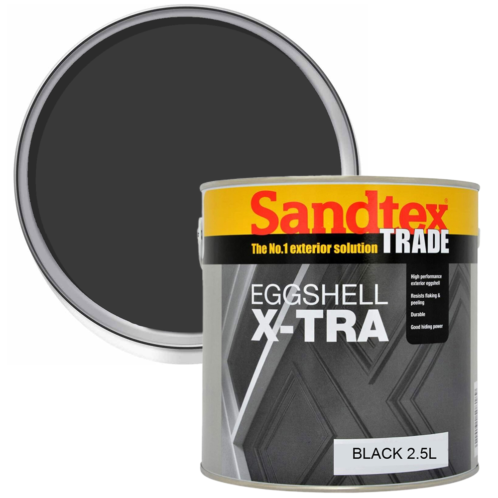 Sandtex Black Eggshell X-Tra Paint 2.5L Image 1