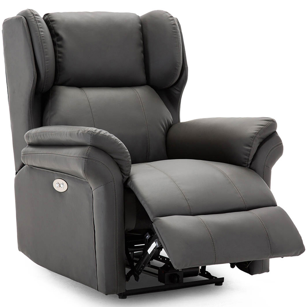 Furniture Online Slate Bonded Leather Wingback Electric Recliner Chair with USB Port Image 3
