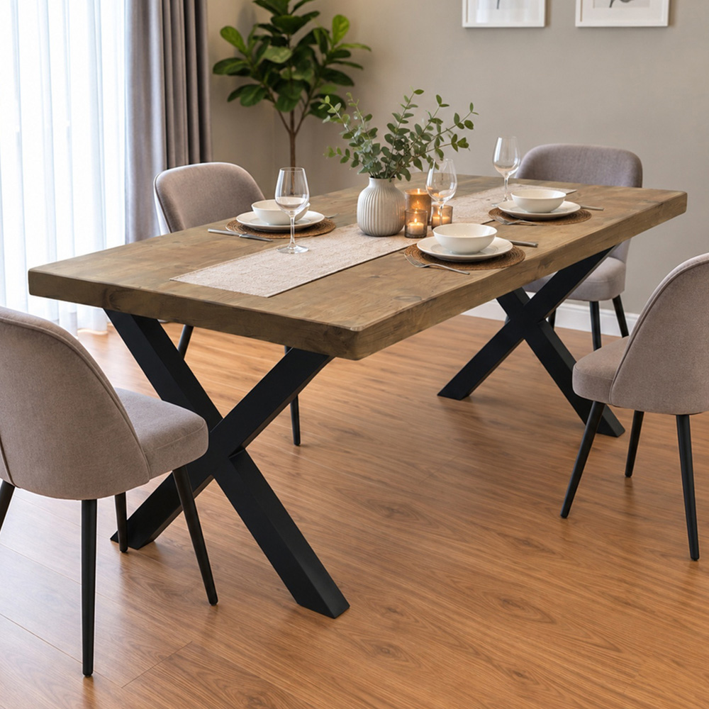 Homebase Jacobean 4 Seater Chunky and Sturdy Dining Table 90 x 120cm Image 1