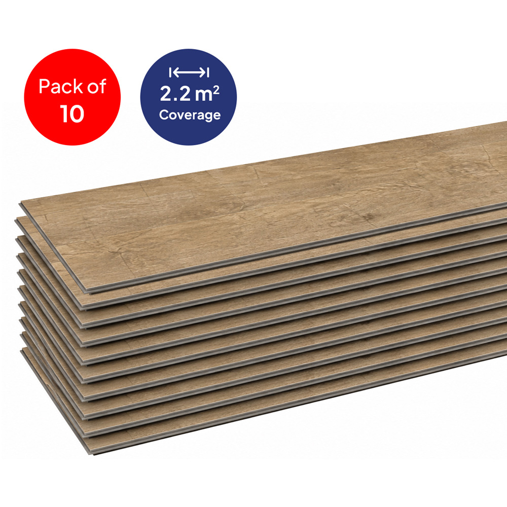 Britwall Antique Country Oak Wood-Embossed SPC Vinyl Flooring 1220 x 181mm 10 Pack Image 3