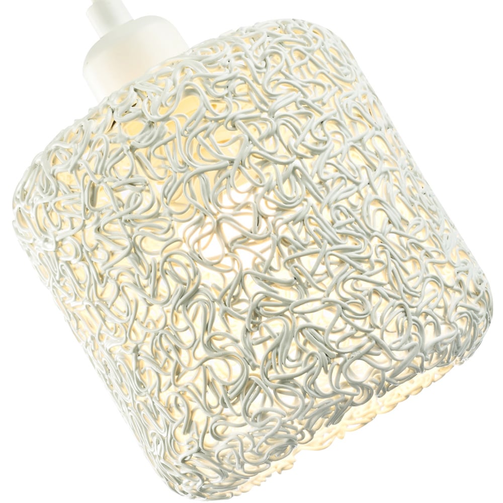 Happy Homewares Industrial Retro Style Twisted Wire Mesh Metal White Gloss Pendant Shade Image 3