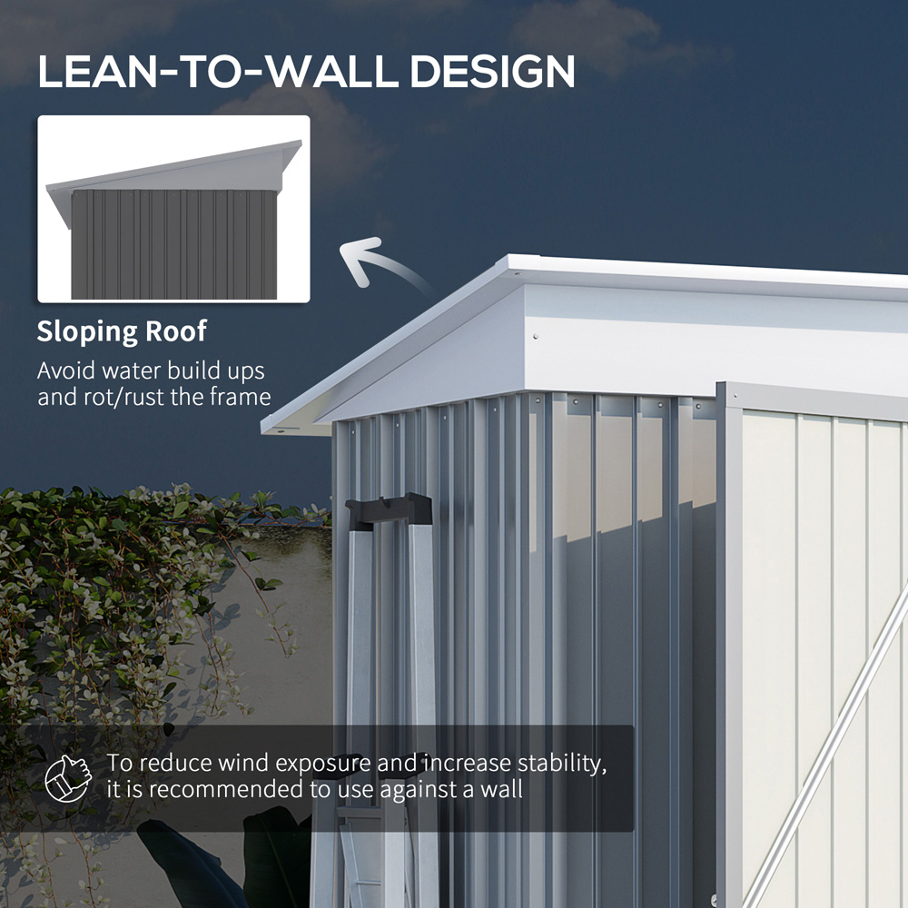 Outsunny 5 x 6ft Grey Adjustable Shelf Garden Storage Shed Image 6