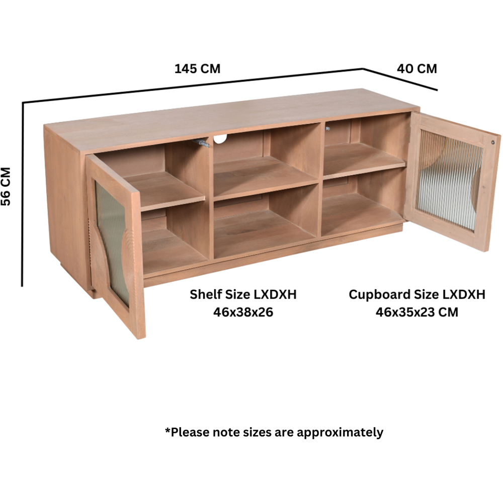 IH Design Jodhpur 2 Door 2 Shelf Solid Wood TV Cabinet Image 7