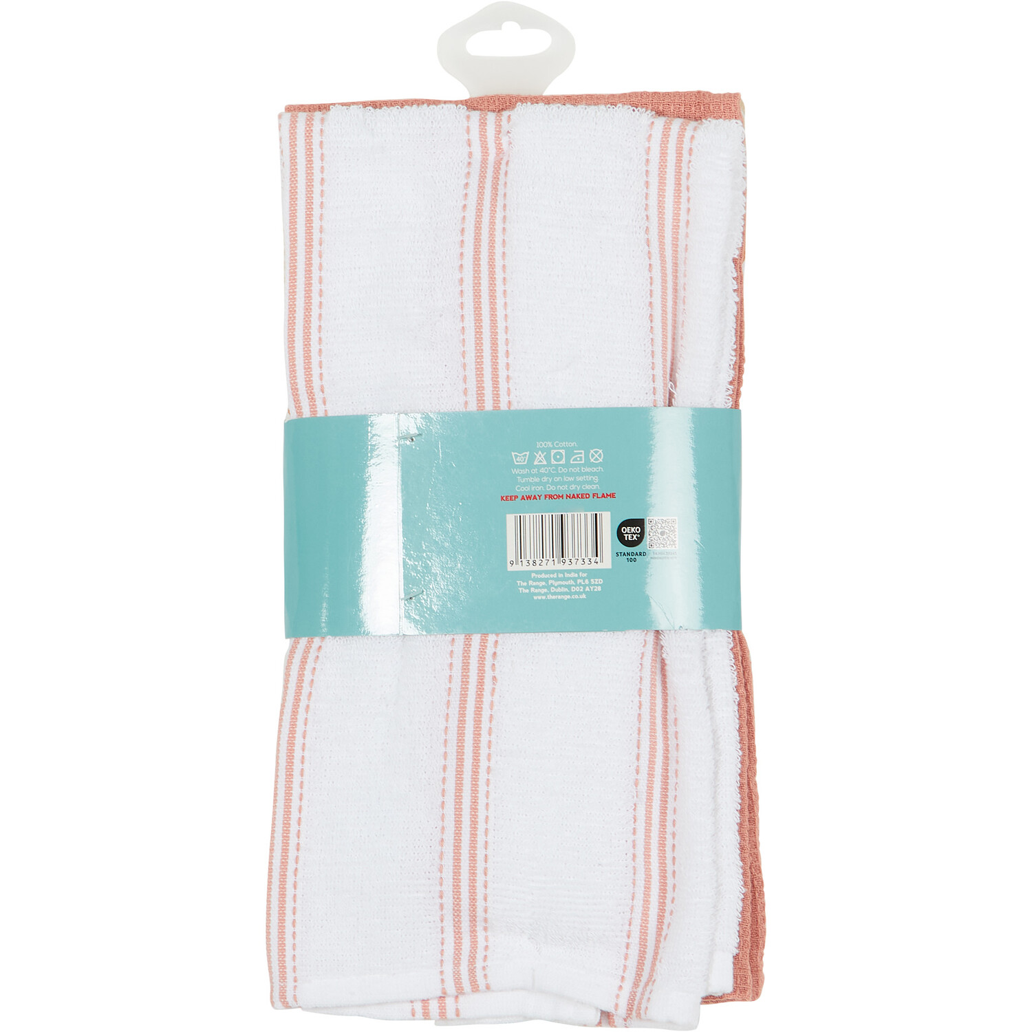 Pack of 3 My Home Pink Geo Print Tea Towels - Pink Image 2