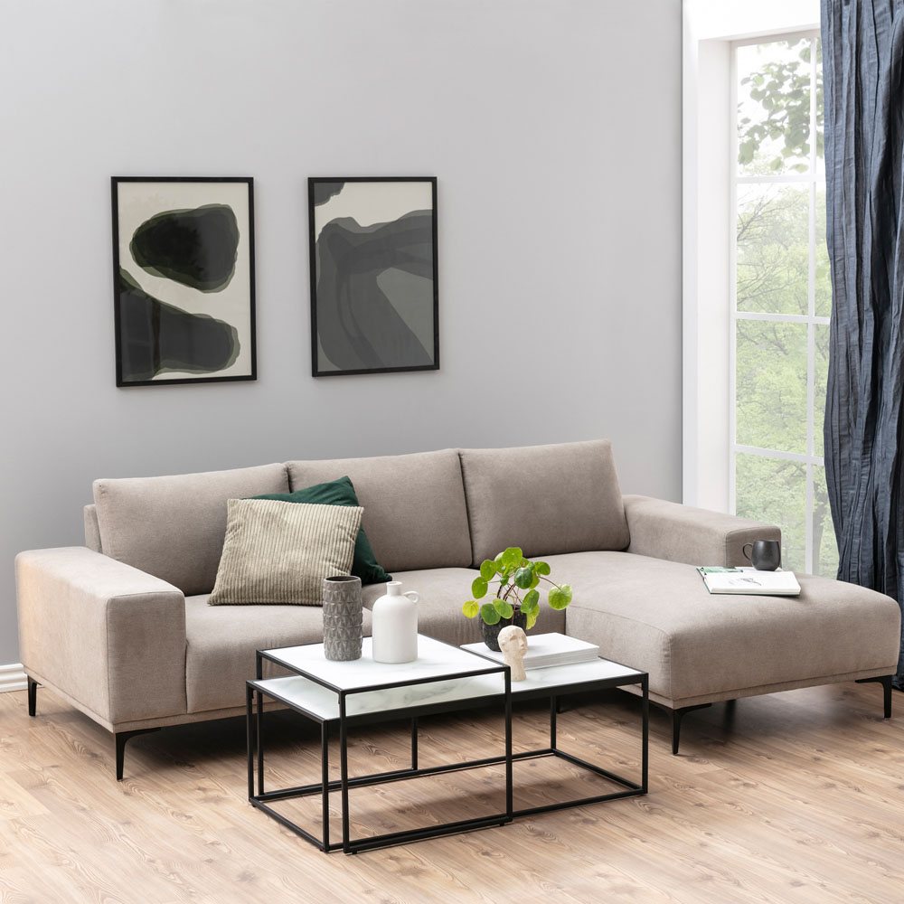 Florence Bolton White Marble Torino Glass and Black Coffee Table Set Image 4